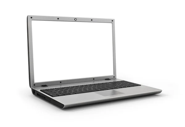 Laptop with empty white screen on a white background. — Stock Photo, Image