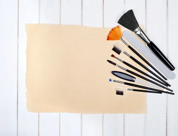 Professional make up tools on table close-up