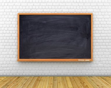  sınıf oda duvar ahşap zemin üzerinde siyah kara tahta ile.