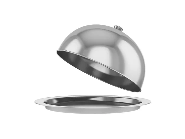 Restaurant cloche with open lid. — Stock Photo, Image