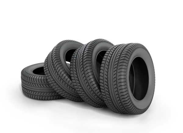 4 Neumáticos aislados sobre fondo blanco —  Fotos de Stock