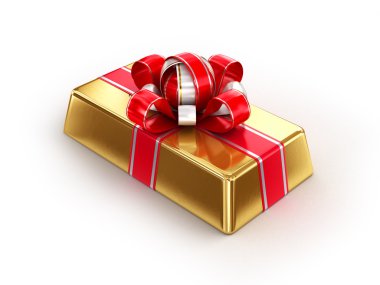 Altın renkli çubuk kırmızı kurdele ile