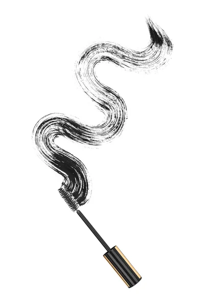 Black mascara brush strokes isolated on white — Stock Photo, Image