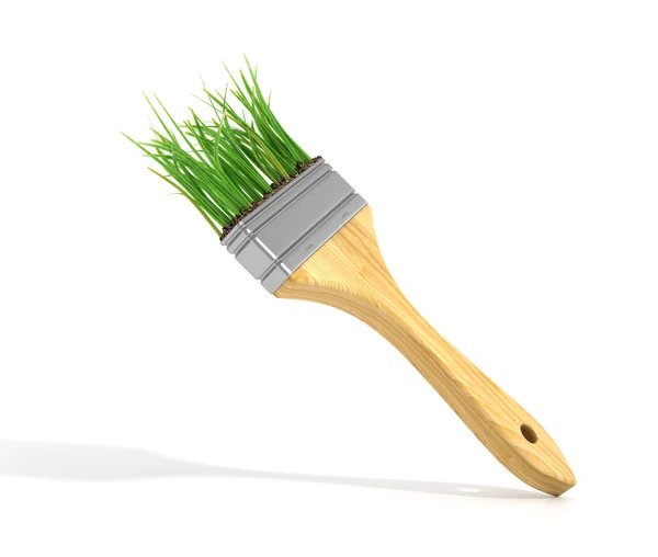 Bürste mit Gras. Öko-Konzept. — Stockfoto