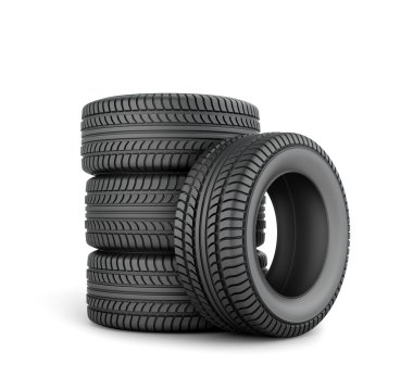 Beyaz bir arka plan üzerinde izole 4 lastikler