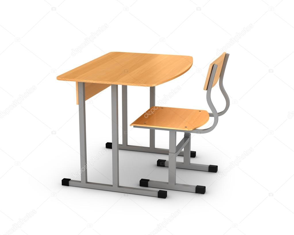 School desk and chair on white background Stock Photo by ©urfingus 94595538