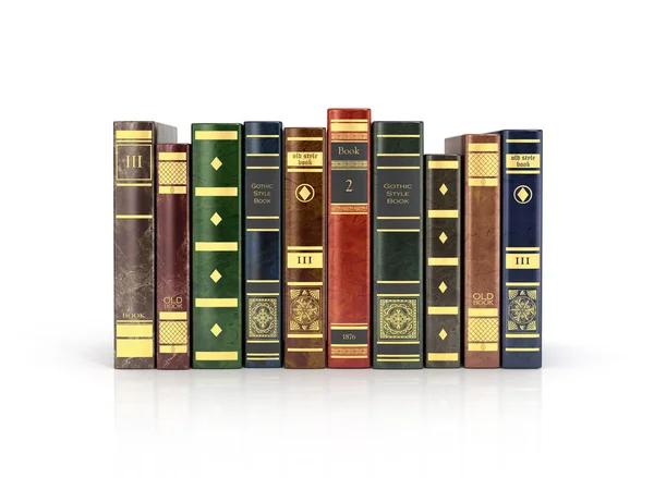 3d render of stack old colorful books on a white background. — Stock Photo, Image