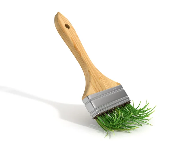 Cepillo con hierba. Concepto ecológico . — Foto de Stock