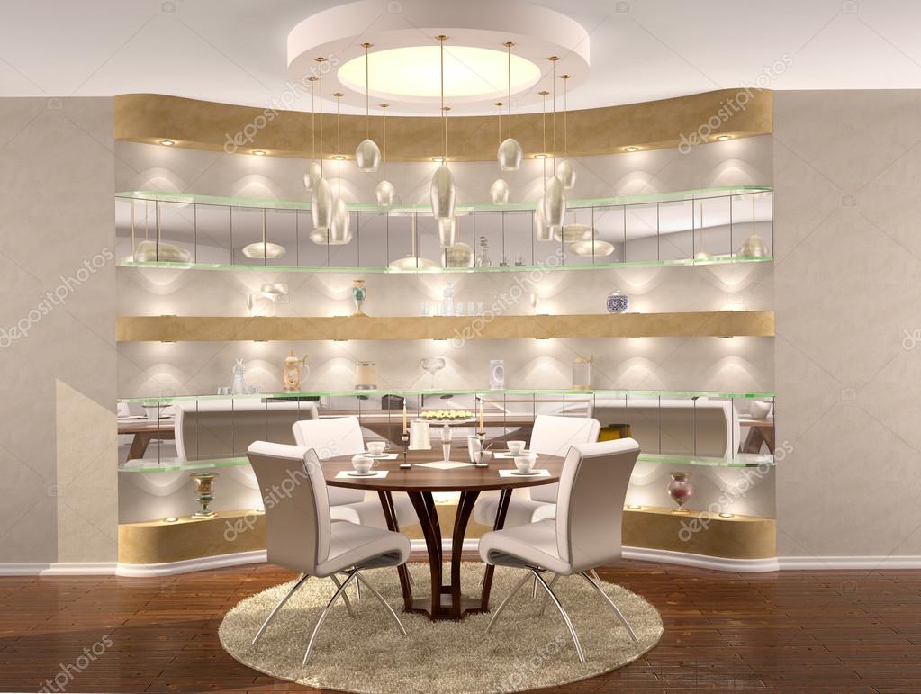3D illustratie van eethoek in het chique interieur — Stockfoto ... 3D illustratie van eethoek in het chique interieur — Stockfoto ...