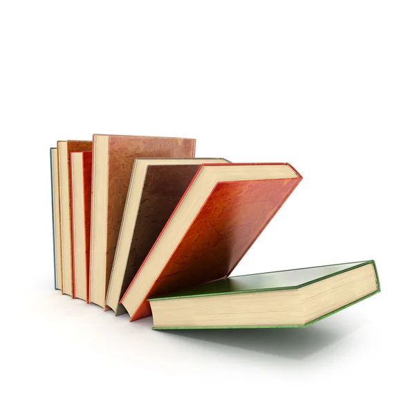 3d render of stack old colorful books on a white background. — Stock Photo, Image