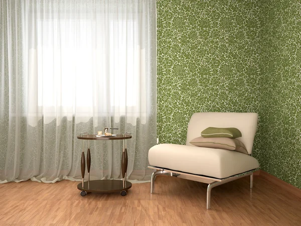 3d illustration of chair in the corner of the room for rest — Stock Photo, Image