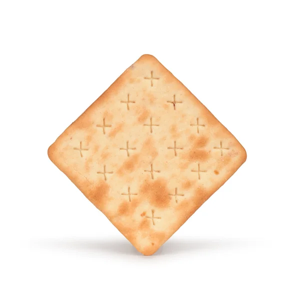 Cracker quadrati isolati su sfondo bianco — Foto Stock