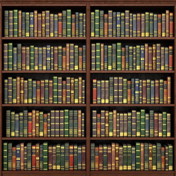 Bücherregal voller Bücher Hintergrund. alte Bibliothek. — Stockfoto