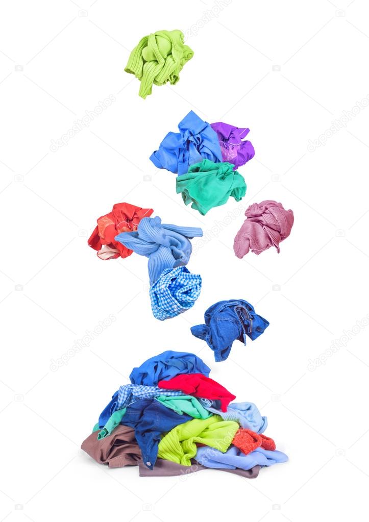 Clothing falls on pile of clothes