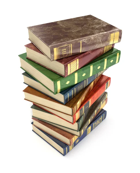 3d render of stack old colorful books on a white background. — Stock Photo, Image