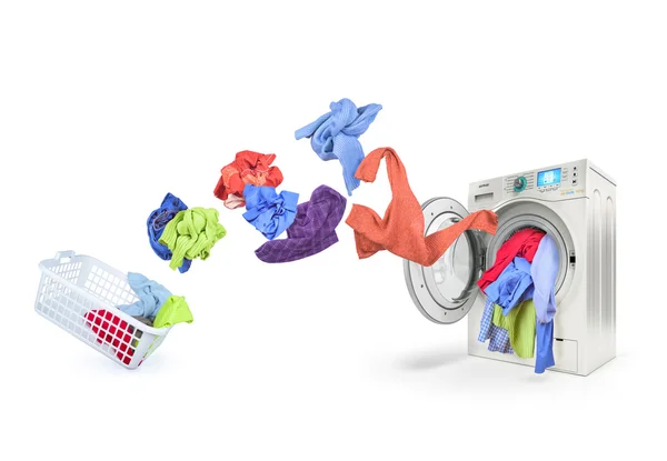 Roupa cai na máquina de lavar roupa — Fotografia de Stock