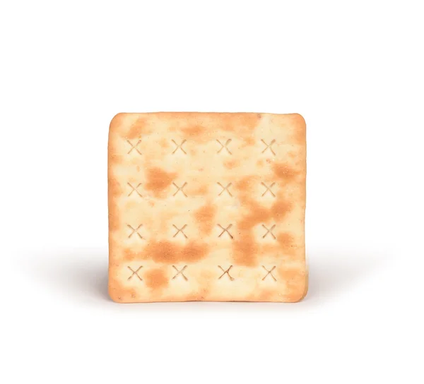 Een vierkante crackers met op geïsoleerde witte achtergrond zout — Stockfoto