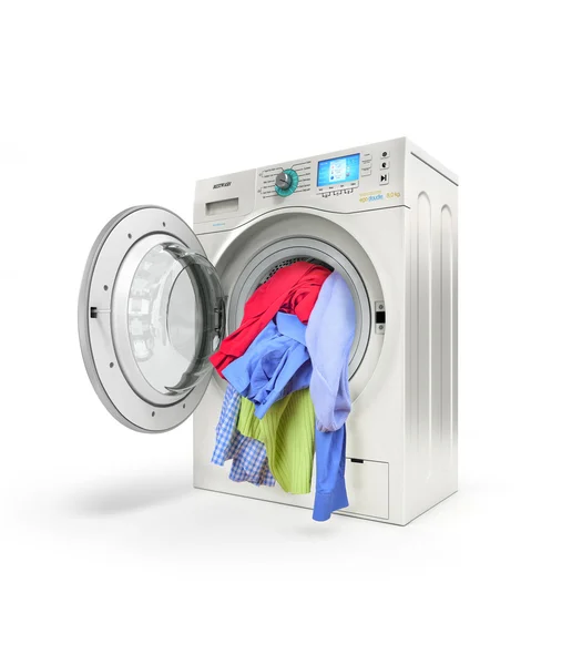 Wasmachine op witte achtergrond openen — Stockfoto