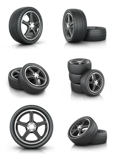 Collection of car wheels on a white background. — Stock Photo, Image