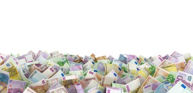Euro banknot zemin, beyaz arka plan
