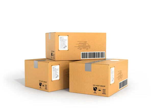 Entrega de paquetes globales y concepto de transporte de paquetes, sta — Foto de Stock