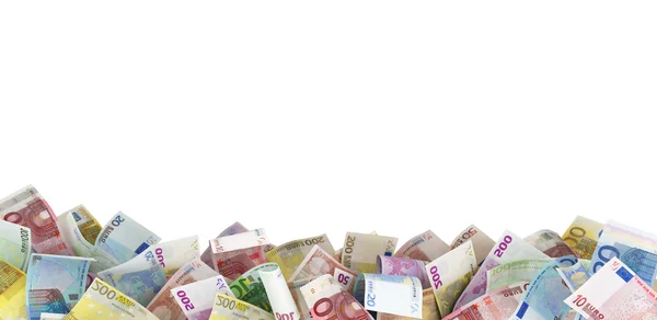 Eurobankbiljetten op de grond, witte achtergrond — Stockfoto