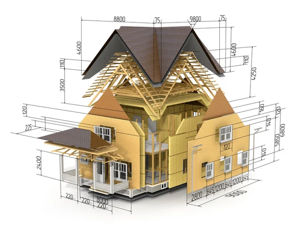 Concept de construction. Nous voyons des composants de charpente de toit et i — Photo