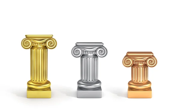 Concepto de los mejores lugares. Conjunto de tres pedestales. Oro, plata y —  Fotos de Stock