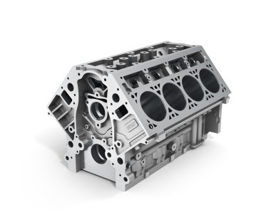 3d render of cylinder block from strong car with V8 engine isola clipart