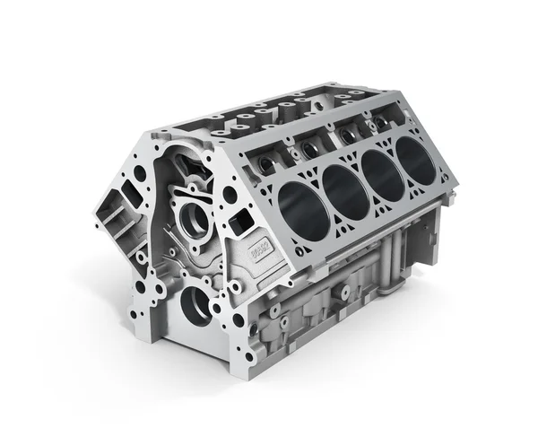 3D-Darstellung des Zylinderblocks aus starkem Auto mit V8-Motorisola — Stockfoto