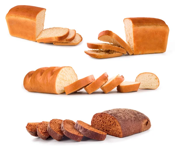 Samling av bröd på en vit bakgrund — Stockfoto
