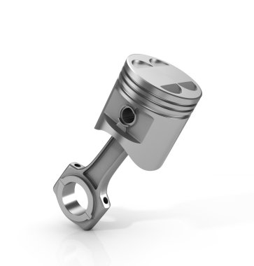 Beyaz bir arka plan üzerinde izole piston 3D çizimi.