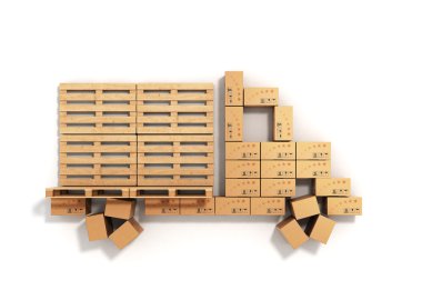 teslimat, kutular ve paletler kavramı içinde fo dizilir