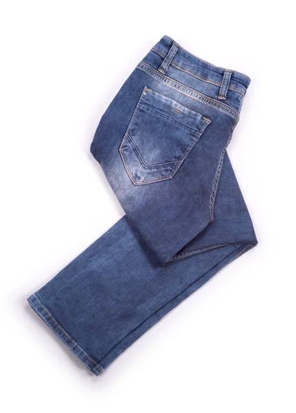 Blaue Jeanshose isoliert auf weißem Hintergrund — Stockfoto