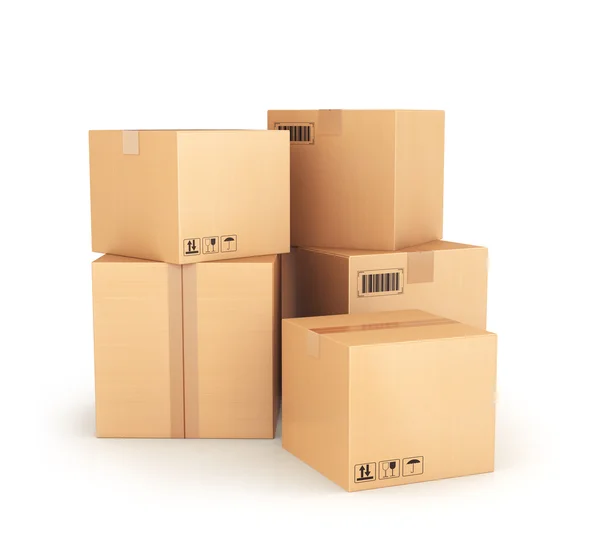 Cardboard boxes isolated on a white background — Stock Photo, Image