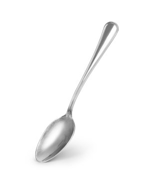 metal shiny spoon on white background clipart