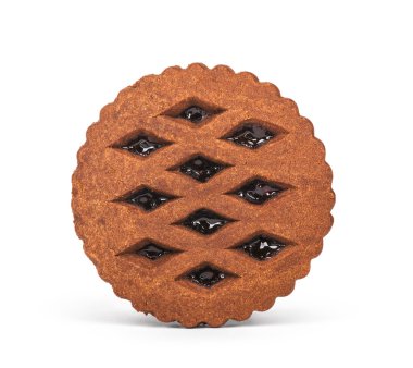 reçelli beyaz arka plan üzerinde izole kahverengi çikolata kurabiye