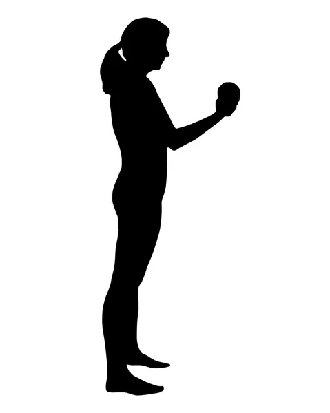 Silhouette of woman doing exercises — Stock Vector