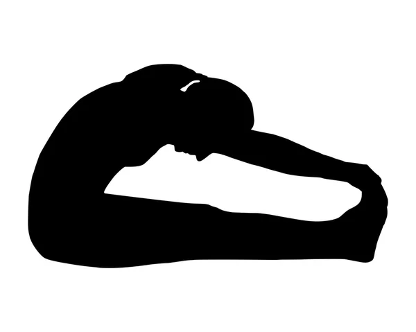 Silhuett av kvinna som gör yoga — Stock vektor