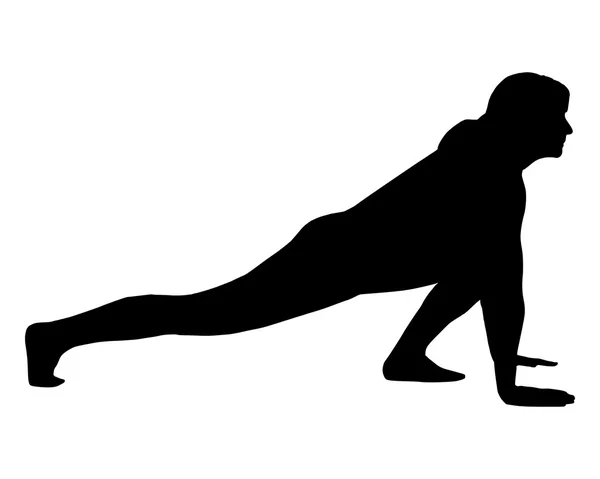 Silhouet van vrouw die yoga doet — Stockvector