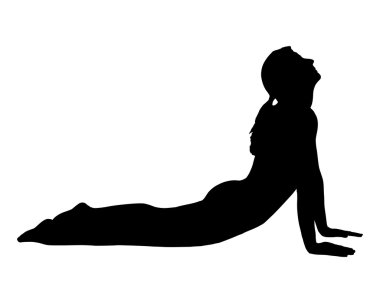 Yoga yapan bir kadın silueti.