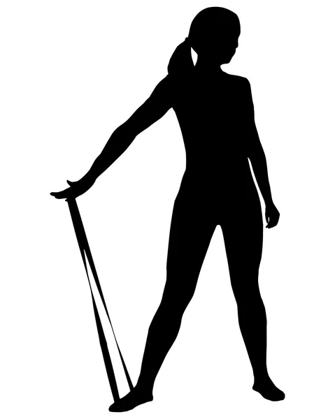 Silhouette della donna che fa esercizi — Vettoriale Stock