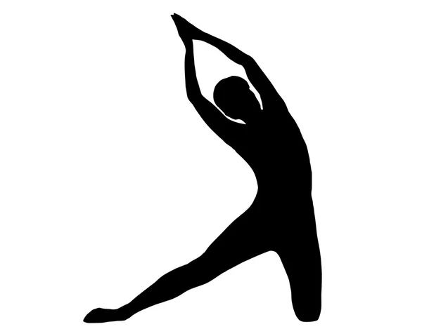 Silhuett av kvinna som gör yoga — Stock vektor