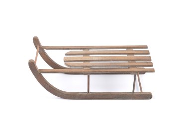 Wodden kızak beyaz arka plan üzerinde