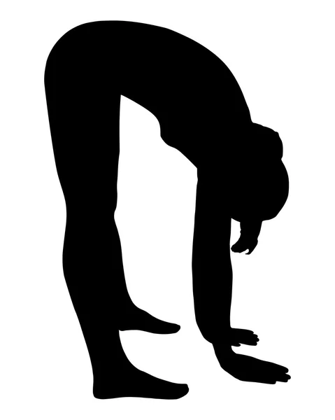 Silhouette einer Frau beim Yoga — Stockvektor