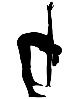 Yoga yapan bir kadın silueti.