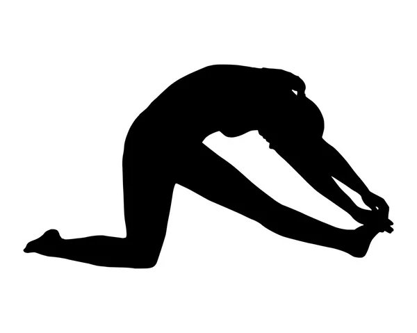 Silhouette di donna che fa yoga — Vettoriale Stock