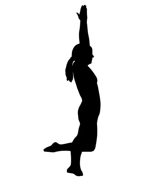 Silhouette einer Frau beim Yoga — Stockvektor