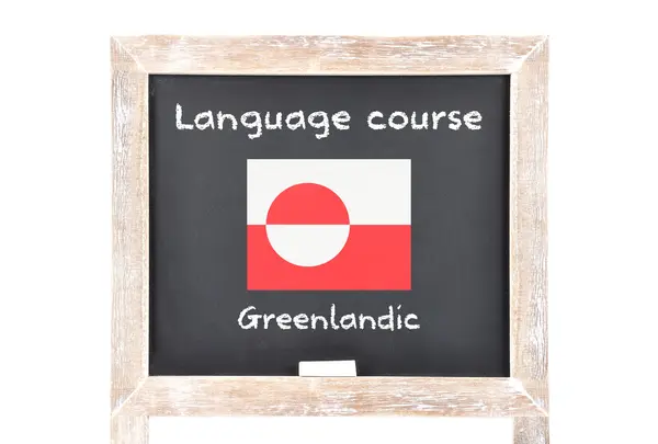 Language course with flag on board — Stock Photo, Image