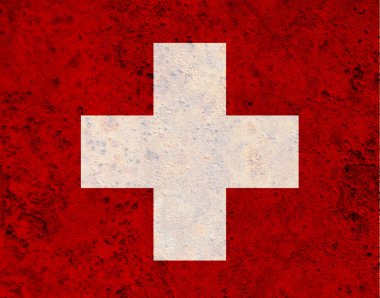 İsviçre bayrağı paslı metal